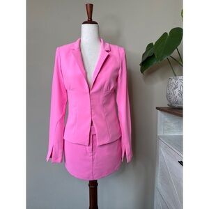 Amanda Uprichard Dovima Paris Pink Mini Skirt Suit Set Size XS